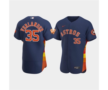 Men's Houston Astros #35 Justin Verlander Navy 60th Anniversary Flex Base Stitched Baseball Jersey