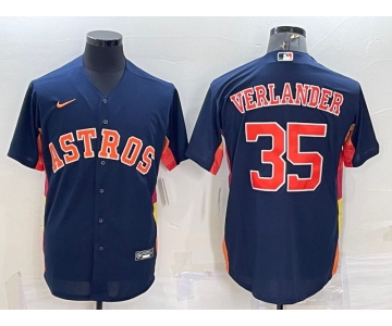 Men's Houston Astros #35 Justin Verlander Navy Blue Stitched MLB Cool Base Nike Jersey