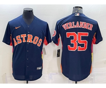 Men's Houston Astros #35 Justin Verlander Navy Blue With Patch Stitched MLB Cool Base Nike Jersey