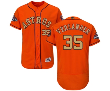 Men's Houston Astros #35 Justin Verlander Orange 2018 Gold Program Flexbase Stitched MLB Jersey