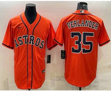 Men's Houston Astros #35 Justin Verlander Orange Stitched MLB Cool Base Nike Jersey