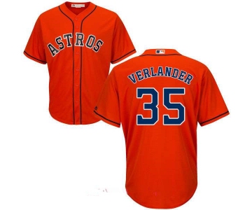 Men's Houston Astros #35 Justin Verlander Orange Stitched MLB Majestic Cool Base Jersey