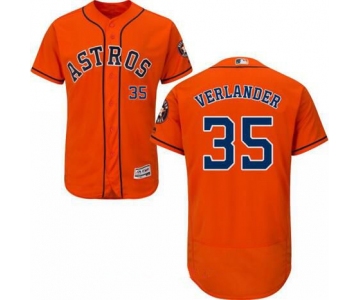 Men's Houston Astros #35 Justin Verlander Orange Stitched MLB Majestic Flex Base Jersey