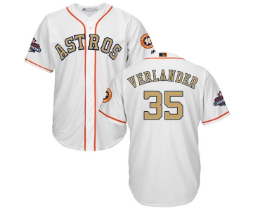 Men's Houston Astros #35 Justin Verlander White 2018 Gold Program Cool Base Stitched MLB Jersey