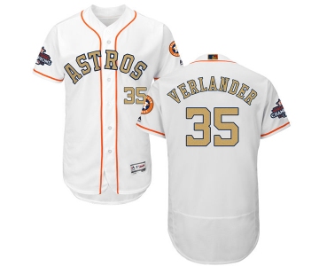 Men's Houston Astros #35 Justin Verlander White 2018 Gold Program Flexbase Stitched MLB Jersey