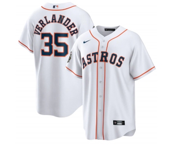 Men's Houston Astros #35 Justin Verlander White 2022 World Series Home Stitched Baseball Jersey