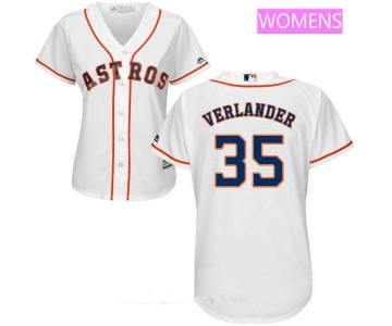 Women's Houston Astros #35 Justin Verlander White Home Stitched MLB Majestic Cool Base Jersey