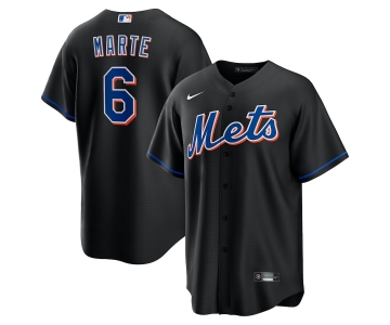 Men's New York Mets #6 Starling Marte Black Stitched Cool Base Nike Jersey