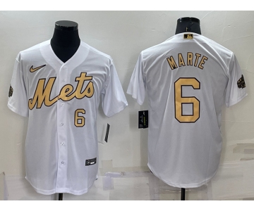 Men's New York Mets #6 Starling Marte Number White 2022 All Star Stitched Cool Base Nike Jersey