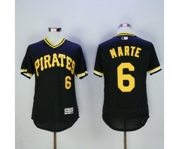 Men's Pittsburgh Pirates #6 Starling Marte Black Pullover 2016 Flexbase Majestic Baseball Jersey