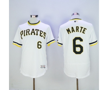 Men's Pittsburgh Pirates #6 Starling Marte White Pullover 2016 Flexbase Majestic Baseball Jersey