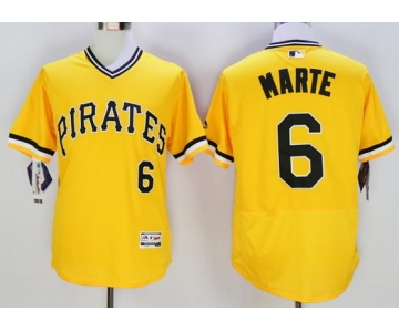 Men's Pittsburgh Pirates #6 Starling Marte Yellow Flexbase 2016 MLB Player Jersey