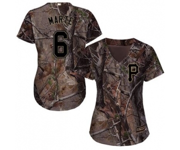 Pirates #6 Starling Marte Camo Realtree Collection Cool Base Women's Stitched Baseball Jersey