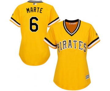 Pirates #6 Starling Marte Gold Alternate Women's Stitched Baseball Jersey