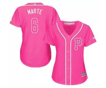 Pirates #6 Starling Marte Pink Fashion Women's Stitched Baseball Jersey