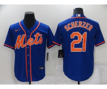 Men's New York Mets #21 Max Scherzer Blue Stitched MLB Cool Base Nike Jersey