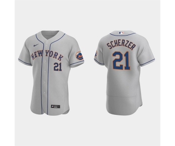 Men's New York Mets #21 Max Scherzer Gray Flex Base Stitched Jersey