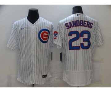 Men New York Mets 23 Sandberg White stripe Elite 2021 Nike MLB Jersey