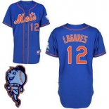 Men's New York Mets #12 Juan Lagares Blue Jersey W/2015 Mr. Met Patch