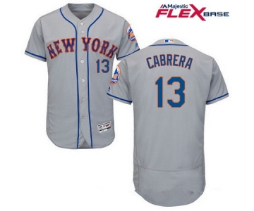 Men's New York Mets #13 Asdrubal Cabrera Gray Road Stitched MLB Majestic Flex Base Jersey