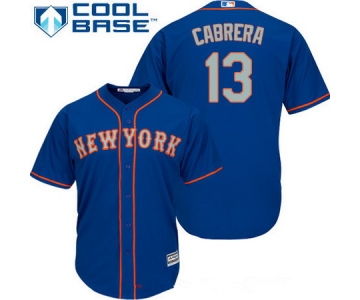 Men's New York Mets #13 Asdrubal Cabrera Royal Blue With Gray Stitched MLB Majestic Cool Base Jersey