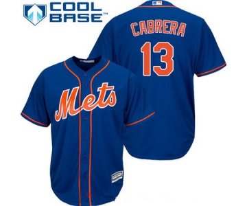 Men's New York Mets #13 Asdrubal Cabrera Royal Blue With Orange Stitched MLB Majestic Cool Base Jersey