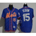 Men's New York Mets #15 Tim Tebow Royal Blue 2017 Spring Training Stitched MLB Majestic Flex Base Jersey