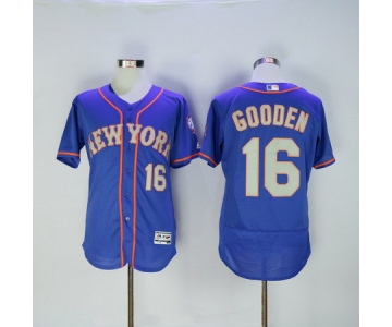 Men's New York Mets #16 Dwight Gooden Retired Blue With Gray Stitched MLB 2016 Majestic Flex Base Jersey