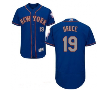 Men's New York Mets #19 Jay Bruce Blue With Gray 2016 Flex Base Majestic MLB Stitched Jersey