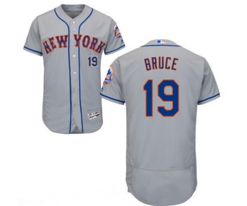 Men's New York Mets #19 Jay Bruce Gray Road 2016 Flex Base Majestic MLB Stitched Jersey