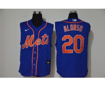 Men's New York Mets #20 Pete Alonso Blue 2020 Cool and Refreshing Sleeveless Fan Stitched MLB Nike Jersey