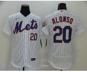 Men's New York Mets #20 Pete Alonso White Stitched MLB Flex Base Nike Jersey