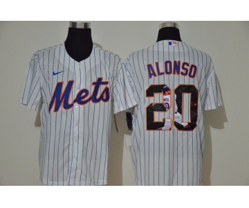 Men's New York Mets #20 Pete Alonso White Unforgettable Moment Stitched Fashion MLB Cool Base Nike Jersey