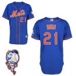 Men's New York Mets #21 Lucas Duda Blue Jersey With 2015 Mr. Met Patch