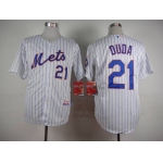 Men's New York Mets #21 Lucas Duda White Cool Base Jersey