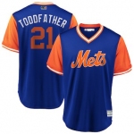 Men's New York Mets 21 Todd Frazier Toddfather Majestic Royal 2018 Players' Weekend Cool Base Jersey