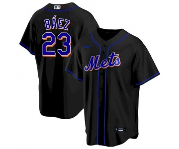 Men's New York Mets #23 Javier Baez Black Replica Nike Jersey