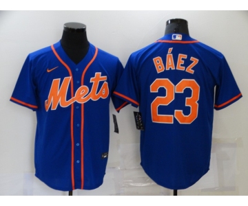 Men's New York Mets #23 Javier Baez Blue Stitched MLB Cool Base Nike Jersey