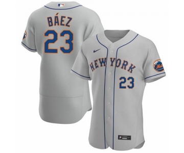 Men's New York Mets #23 Javier Baez Gray Anthentic Nike Jersey