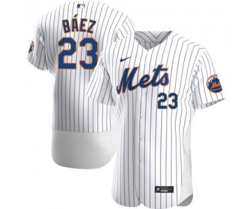 Men's New York Mets #23 Javier Baez White Anthentic Nike Jersey