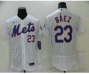 Men's New York Mets #23 Javier Baez White Stitched MLB Flex Base Nike Jersey