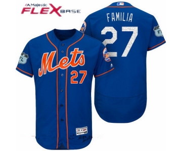 Men's New York Mets #27 Jeurys Familia Royal Blue 2017 Spring Training Stitched MLB Majestic Flex Base Jersey