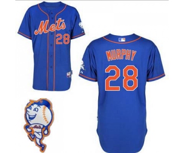 Men's New York Mets #28 Daniel Murphy Blue Jersey W/2015 Mr. Met Patch