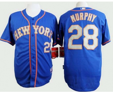 Men's New York Mets #28 Daniel Murphy Blue With Gray Jersey