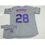 Men's New York Mets #28 Daniel Murphy Gray Road 2015 MLB Cool Base Jersey