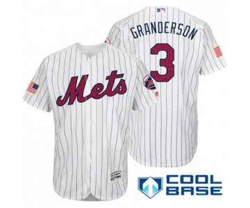 Men's New York Mets #3 Curtis Granderson White Stars & Stripes Fashion Independence Day Stitched MLB Majestic Cool Base Jersey