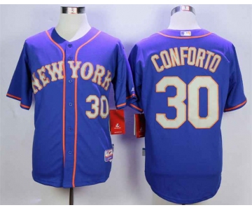 Men's New York Mets #30 Michael Conforto Blue Road Cool Base Jersey