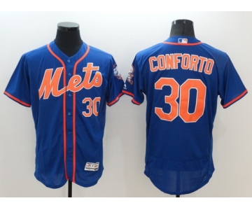 Men's New York Mets #30 Michael Conforto Blue With Orange 2016 Flexbase Majestic Baseball Jersey