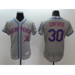 Men's New York Mets #30 Michael Conforto Gray Road 2016 Flexbase Majestic Baseball Jersey