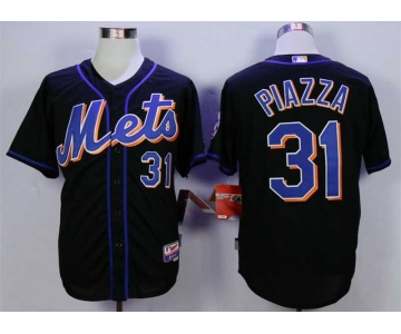 Men's New York Mets #31 Mike Piazza Black Cool Base Jersey